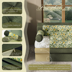 Floral Velvet Chenille 52" Loveseat Sofa with Removable Compression