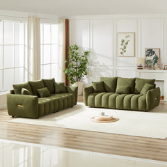 82" Premium Teddy fabric Sofa with 3 Back Pillows and 3 back Cushions Solid Wood Frame Sofa