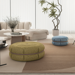 Round Upholstered Pouf Mat Multifunctional Cushion