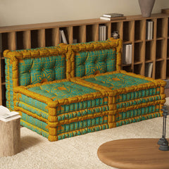 Blaues 3-in-1-Schlafsofa aus Samt