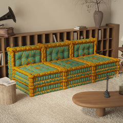 Blaues 3-in-1-Schlafsofa aus Samt