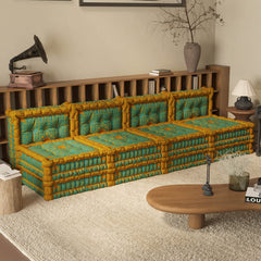 Blaues 3-in-1-Schlafsofa aus Samt