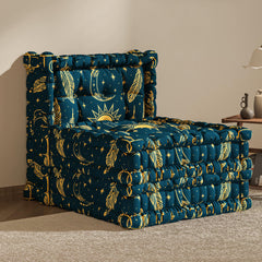 Blaues 3-in-1-Schlafsofa aus Samt