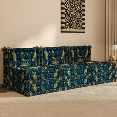 Blaues 3-in-1-Schlafsofa aus Samt