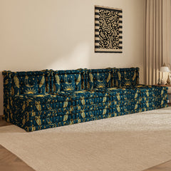 Blaues 3-in-1-Schlafsofa aus Samt