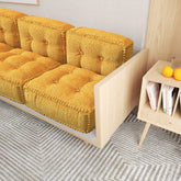 Square Floor Sitting Pillow Linen Yellow