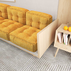 Square Floor Sitting Pillow Linen Yellow