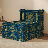 Blaues 3-in-1-Schlafsofa aus Samt