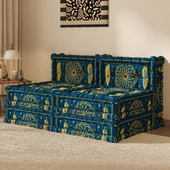 Blaues 3-in-1-Schlafsofa aus Samt