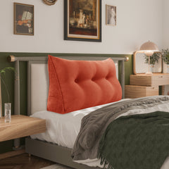 Triangular Reading Pillow Large Bolster Headboard Corduroy-Rusty Orange