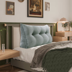 Dreieckiges Lesekissen, großes Nackenrollen-Kopfteil, Cord-Grau