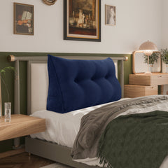 Triangular Reading Pillow Large Bolster Headboard Corduroy-Deep Blue