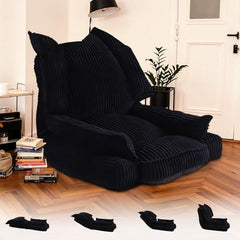 Adjustable Floor Chair, 5-Position Couch Recliner, Padded Gaming Chair for Adults with Tufted Cushion Back, Folding Lazy Sofa Chair for Reading and Relaxing