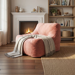 Upholstered Floor Bean Bag Chair, Soft Velvet-Feel Fabric Lounge Chair