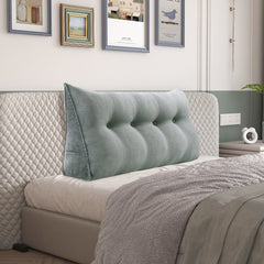 Dreieckiges Lesekissen, großes Nackenrollen-Kopfteil, Cord-Grau