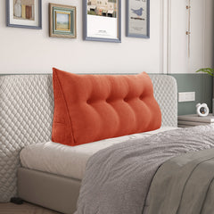 Triangular Reading Pillow Large Bolster Headboard Corduroy-Rusty Orange