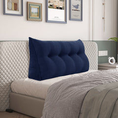 Triangular Reading Pillow Large Bolster Headboard Corduroy-Deep Blue