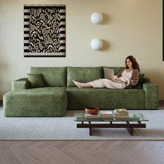 CloudComfort 107" Modern Modular Sectional – L-Shape Sofa in Plush Corduroy