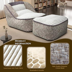 Lounge Recliner Chair, Comfortable Upholstered Sofa with Footrest, Modern Large Plush Indoor Chaise Lounge Sofa, Perfect Reading Chair for Living Room, Bedroom, Apartment