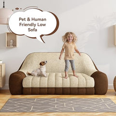 Pet & Human Friendly Low Sofa, 78” Comfy Floor Couch