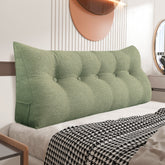 Großes, dreieckiges Rückenlehnen-Lesekissen aus Leinen – Lindgrün