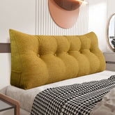 Großes, dreieckiges Rückenlehnen-Lesekissen aus Leinen – Gelb