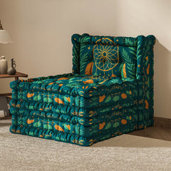 Blaues 3-in-1-Schlafsofa aus Samt