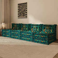 Blaues 3-in-1-Schlafsofa aus Samt