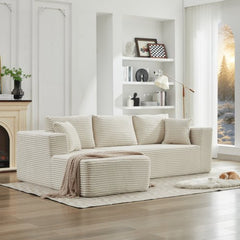 106" Cloud Sectional Couch L-Shape 3Seat,Plush Corduroy