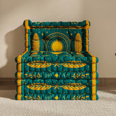 Blaues 3-in-1-Schlafsofa aus Samt