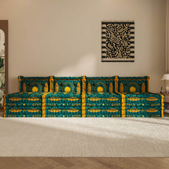 Blaues 3-in-1-Schlafsofa aus Samt