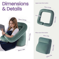 Ergonomic 2-in-1 Reading & Gaming Pillow with Detachable Arm Support 65x34x62cm