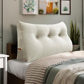 Keilkissen mit zylindrischer Nackenrolle aus Samt – Weiß