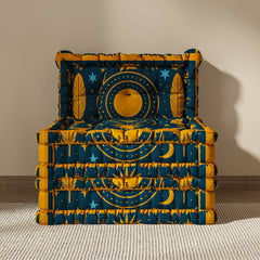 Blaues 3-in-1-Schlafsofa aus Samt