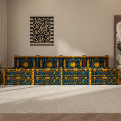 Blaues 3-in-1-Schlafsofa aus Samt