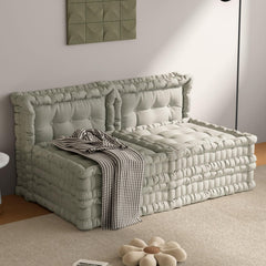 Convertible Lazy Sofa,Velvet-Light Gray