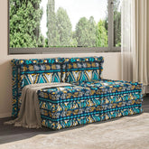 Blaues 3-in-1-Schlafsofa aus Samt