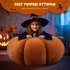 Velvet Pumpkin-Shaped Ottoman Pouf