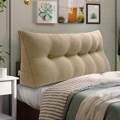 Triangular Headboard Pillow with Removable 85% Linen 15% Cotton Blend Cover——Taupe