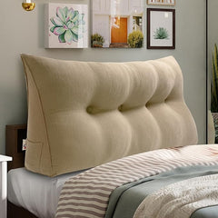 Triangular Headboard Pillow with Removable 85% Linen 15% Cotton Blend Cover——Taupe