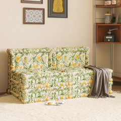 3-in-1-Schlafsofa aus Samt mit gelben Blumen