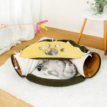 Peekaboo Cat Tunnel Cozy Cave Bed for Indoor Cats and Kittens