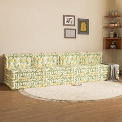 3-in-1-Schlafsofa aus Samt mit gelben Blumen