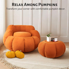 Plush Velvet Pumpkin Bean Bag Chair