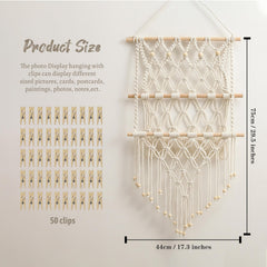 Boho Macrame Hanging Photo Display