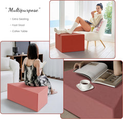 Daneey Großer, mit Schaumstoff gefüllter Lavendel-Pouf-Ottomane – C-Pink-Serie, 3-teilig