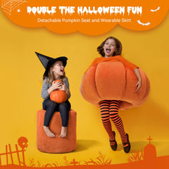 Velvet Pumpkin-Shaped Ottoman Pouf