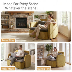 Upholstered Accent Loveseat Chair With Built-in Lumbar Support