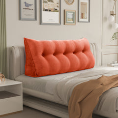 Triangular Reading Pillow Large Bolster Headboard Corduroy-Rusty Orange