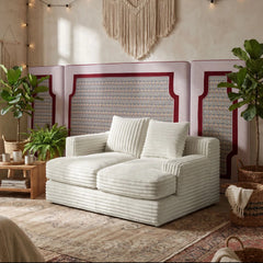 BOHO Tufted Fabric Upholstered Corner Headboard